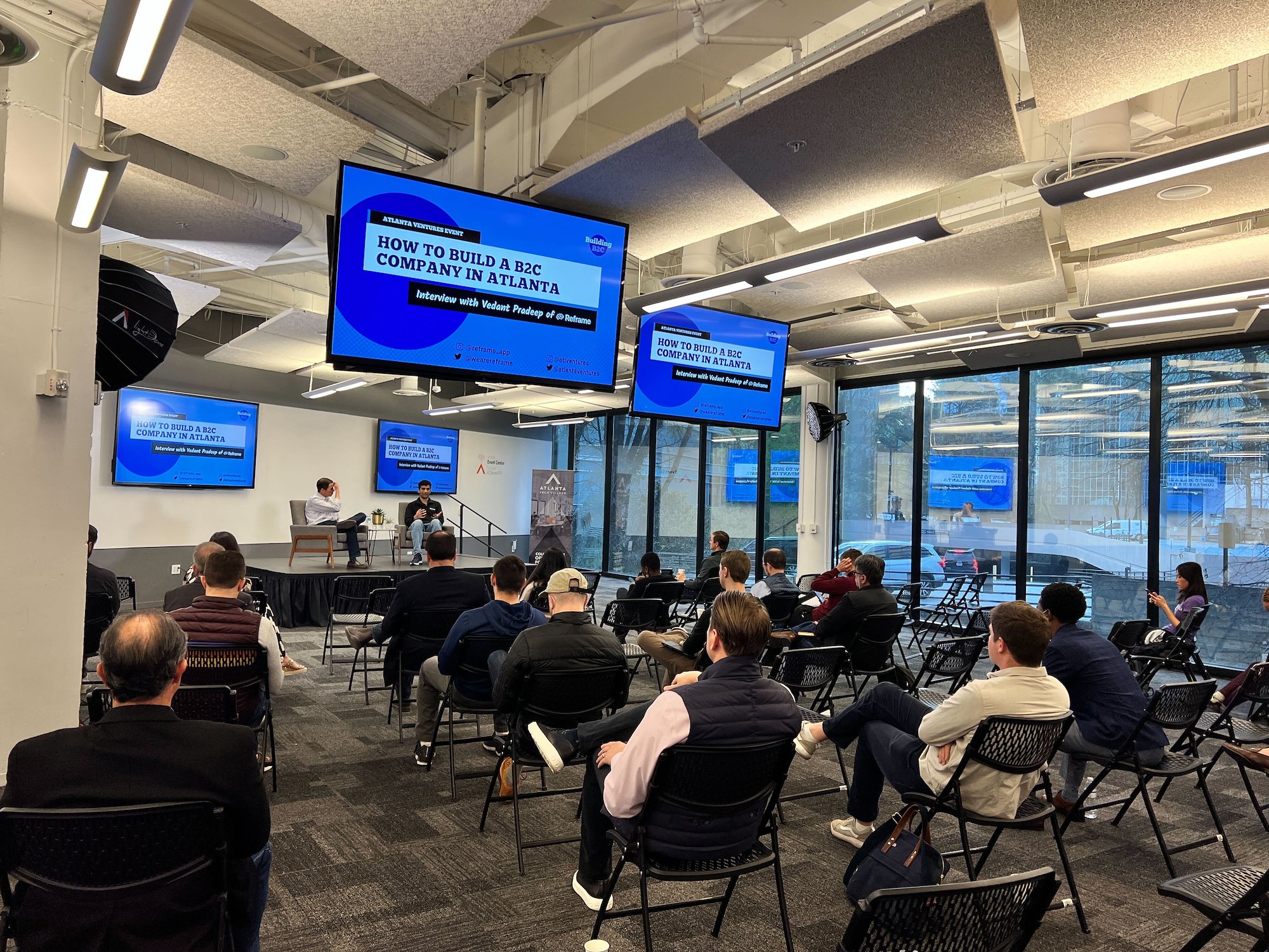 Fireside chat interview with Reframe Co-Founder Vedant Pradeep at Atlanta Tech Village