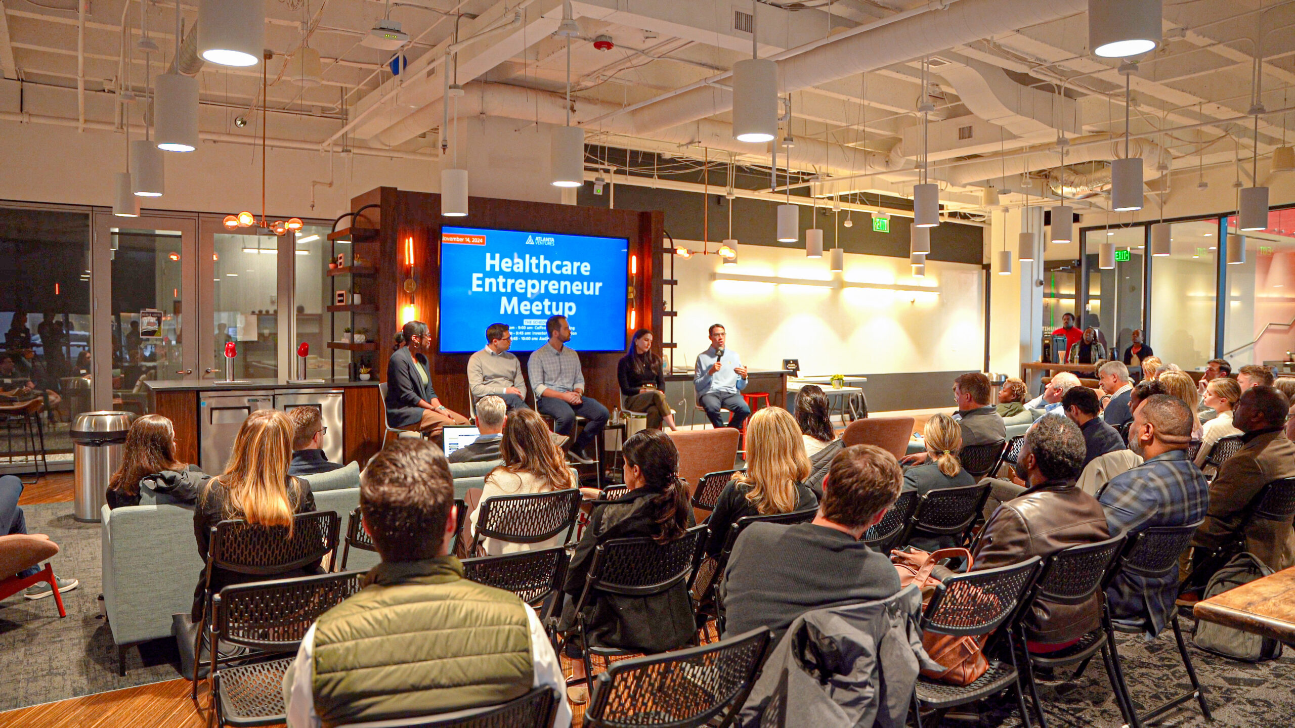 Investor panel on stage at Atlanta Tech Village